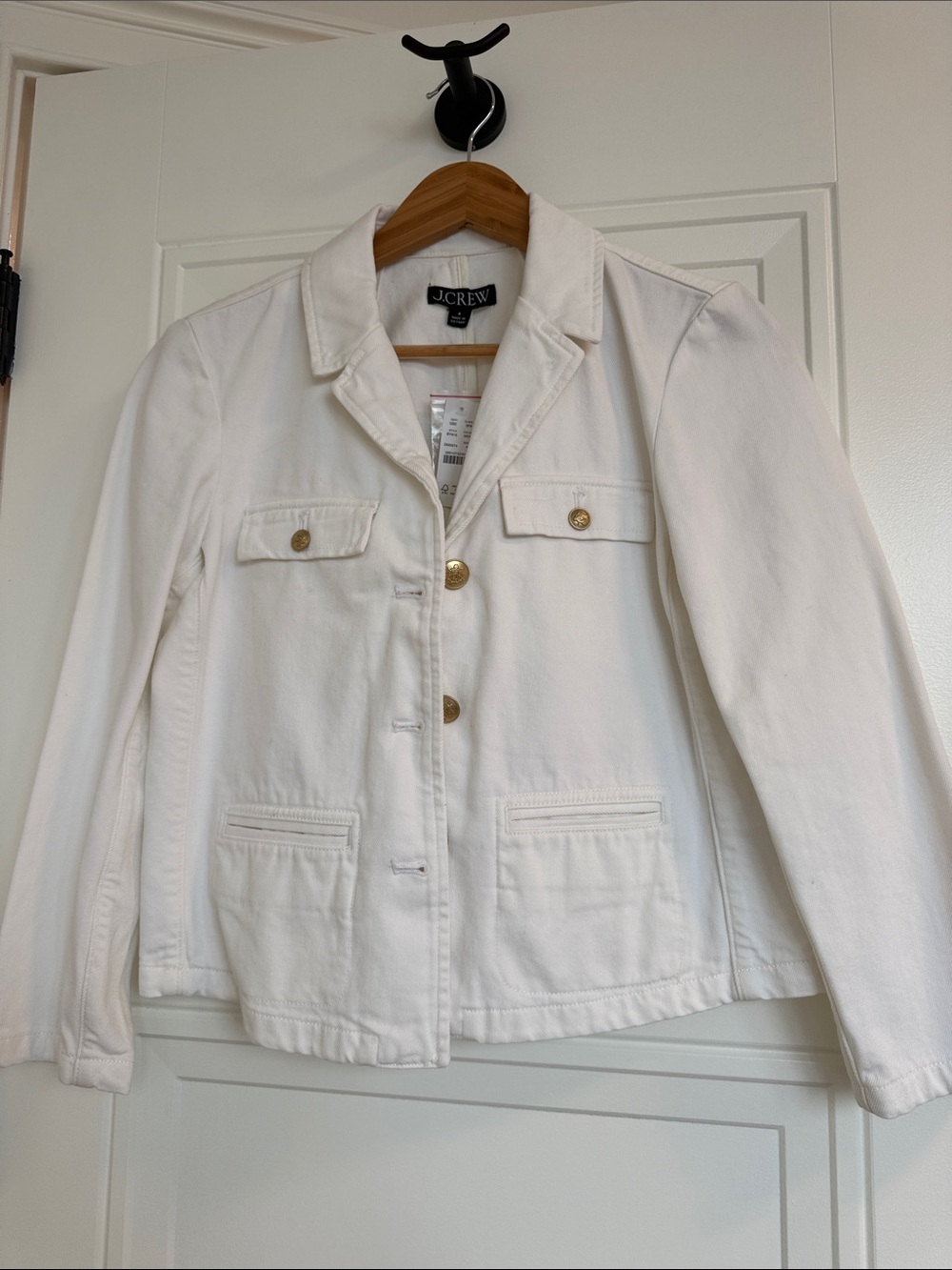 J. Crew Cream Cotton Blazer with Gold Buttons